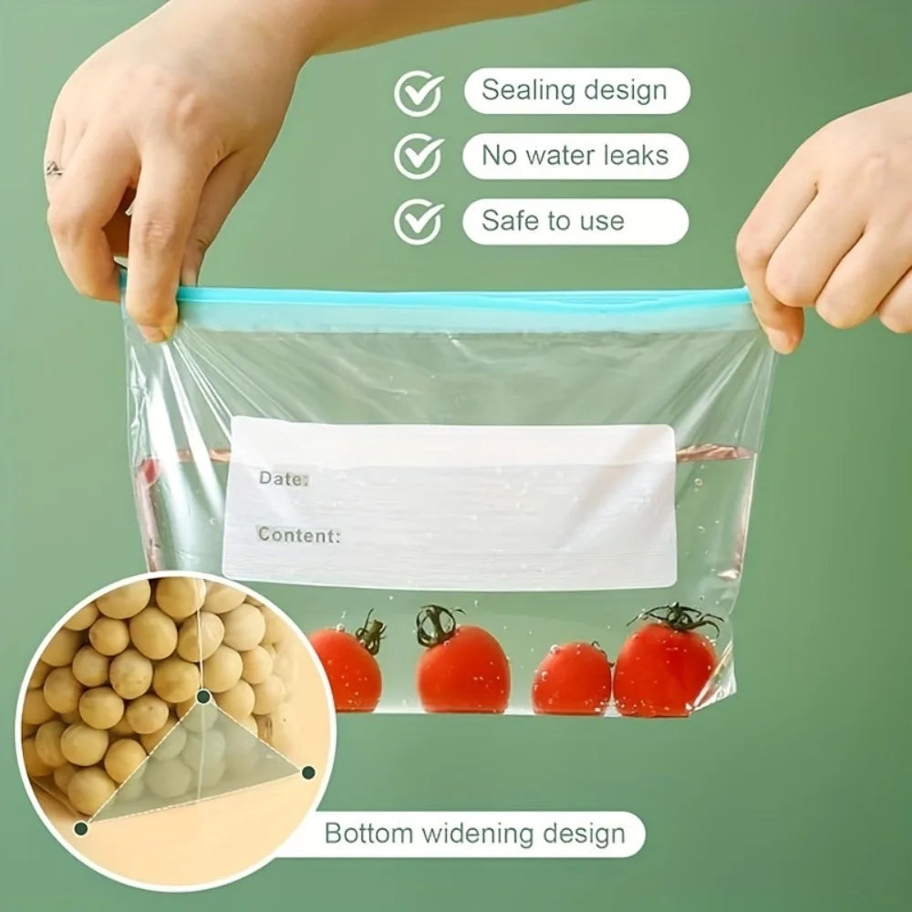 Reusable Food Storage Bags Stand Up, 60 Pack Leakproof Freezer Bags,  Gallon Bags, Reusable Plastic Snack Bags, Lunch Sandwich Bags for Home & Travel