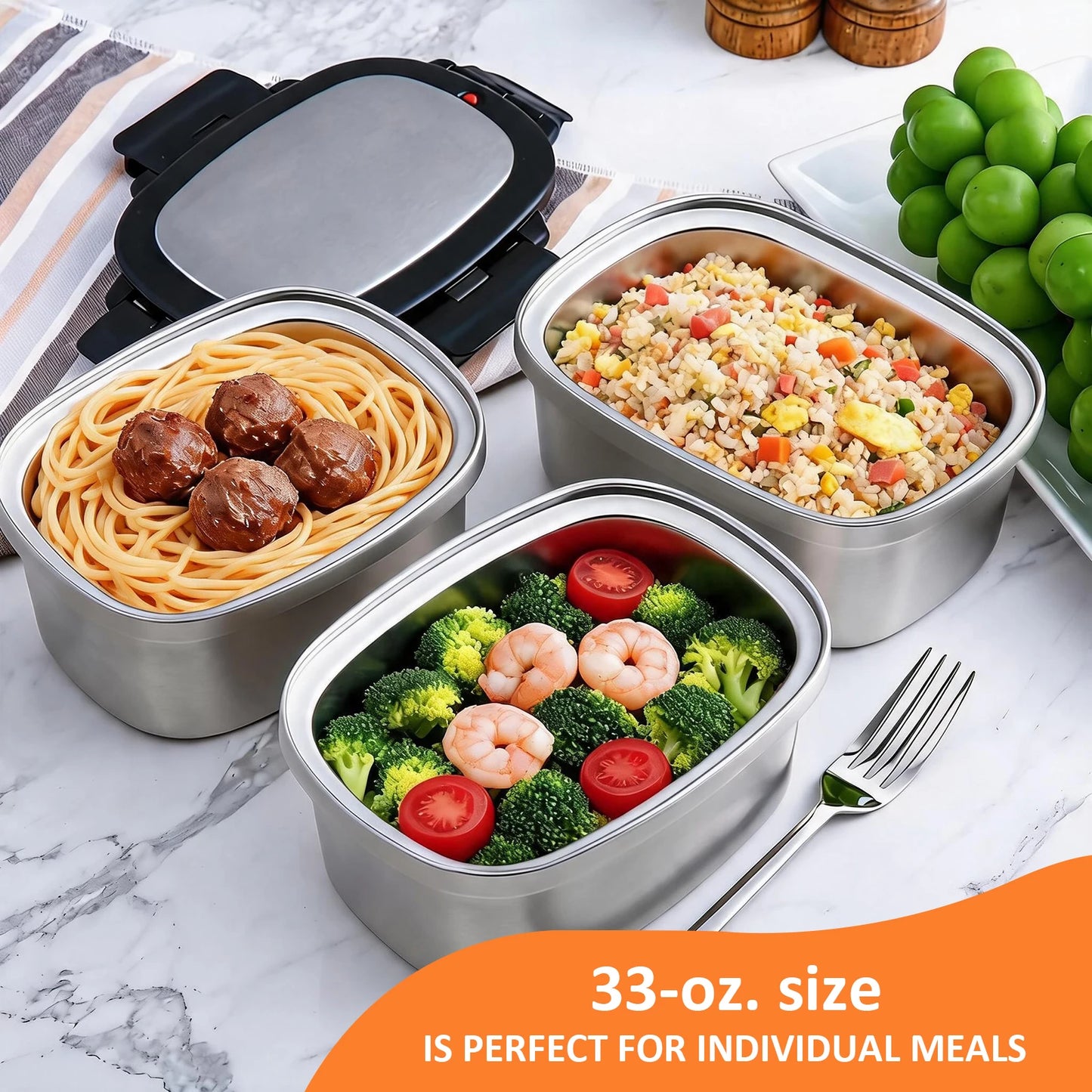 KOOMADE Vacuum Insulated Lunch Box with Thermal Bag 304 Stainless Steel Leakproof Divided Bento Box Keep Warm 4H Cold 8H Portable Food Container for Office Picnic