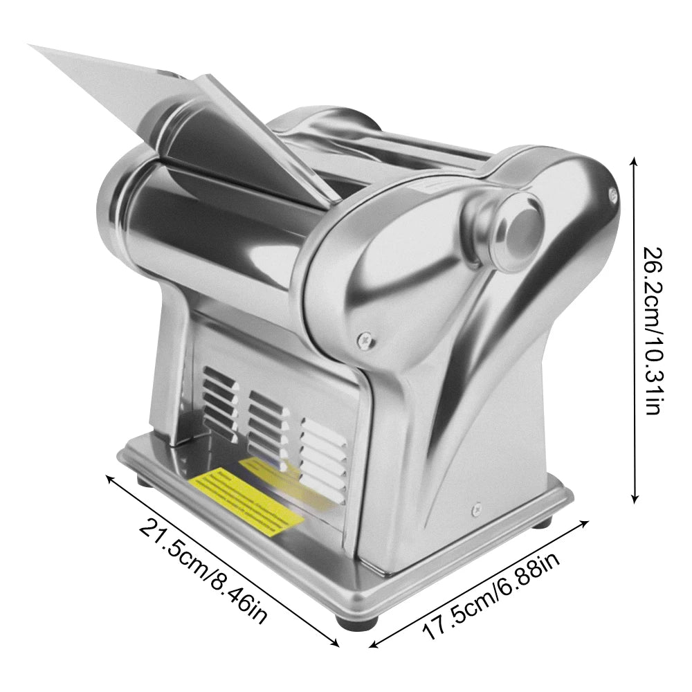 110V Stainless Steel  Electric Noodle Maker Machine, 135W Dual Blades 6 Thickness Settings Automatic Pasta Dough Roller Machine