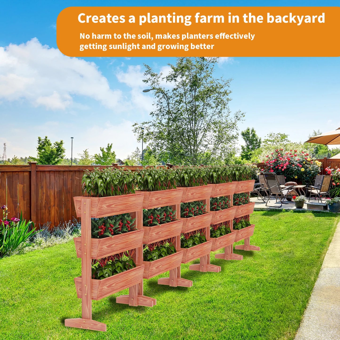 Wisfor 3 Tier Raised Garden Bed Wooden Planter Grow Box