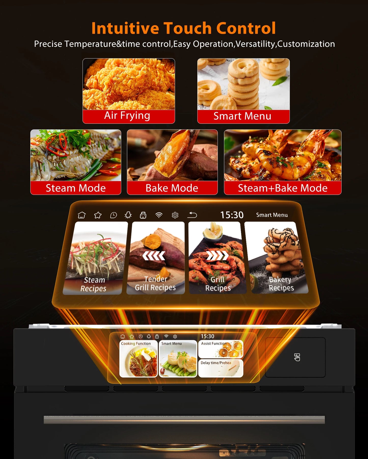 Adoolla Built-in Electric Wall Oven With TFT Display 8 Modes