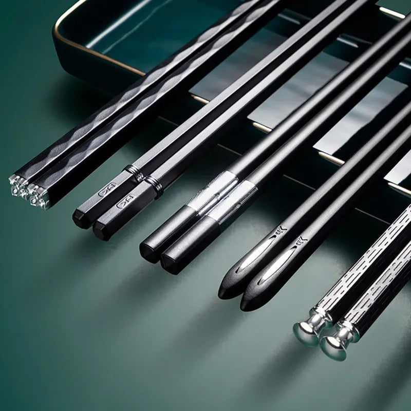 Flexible Alloy Chopsticks, Non-Slip And Hygienic, 5 Pairs