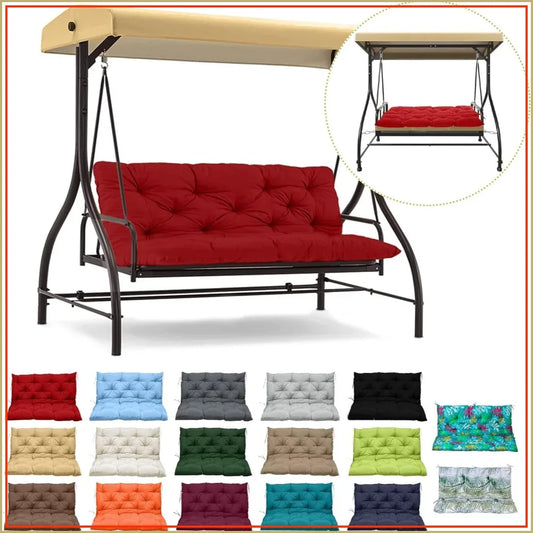 Thick 4" Waterproof Porch Swing Cushion Replacement, 2-3 Seat Outdoor Swing Seat Cushion with Backrest & Ties for Patio Garden