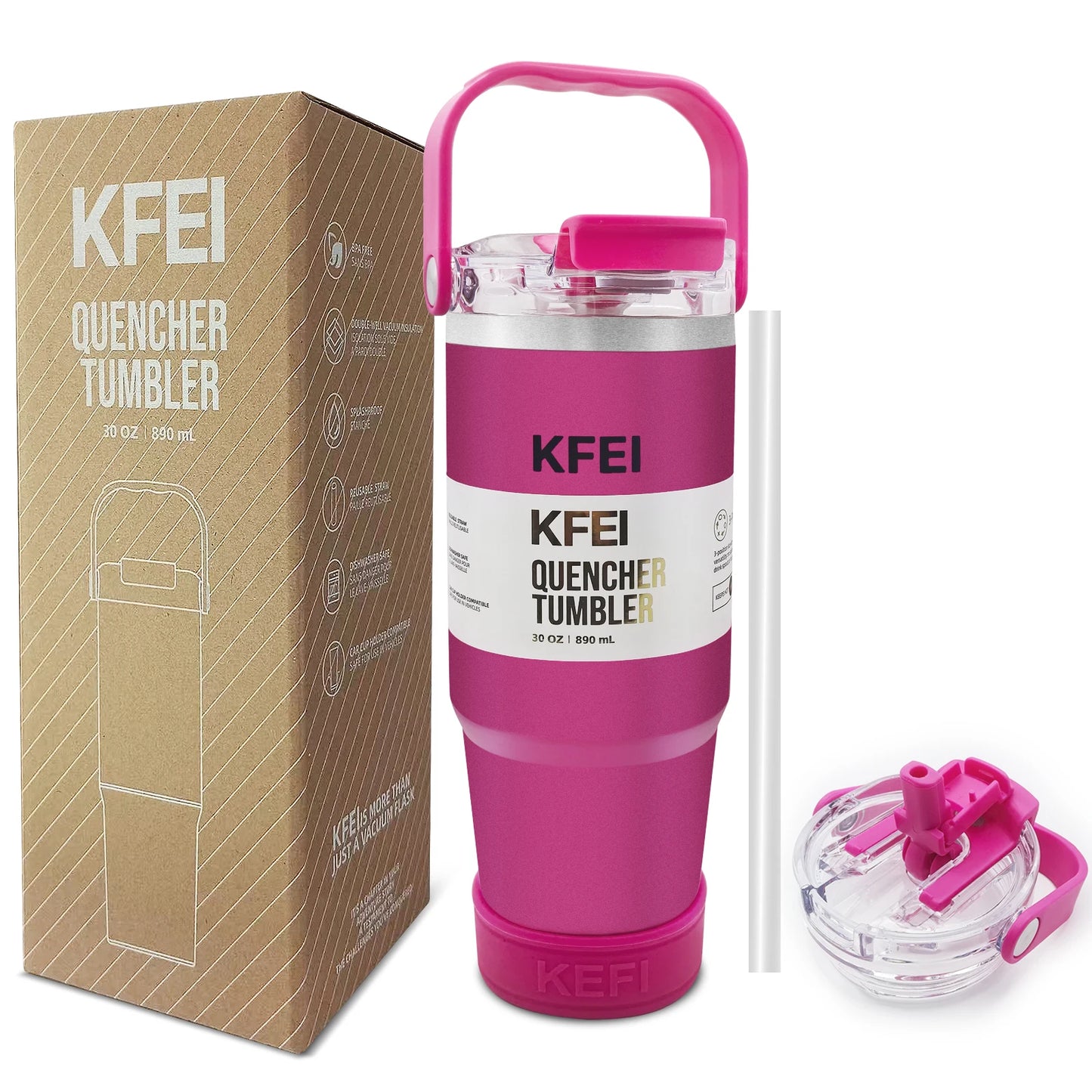 Insulated 30Oz Stainless Steel Tumbler With Lid And Straw