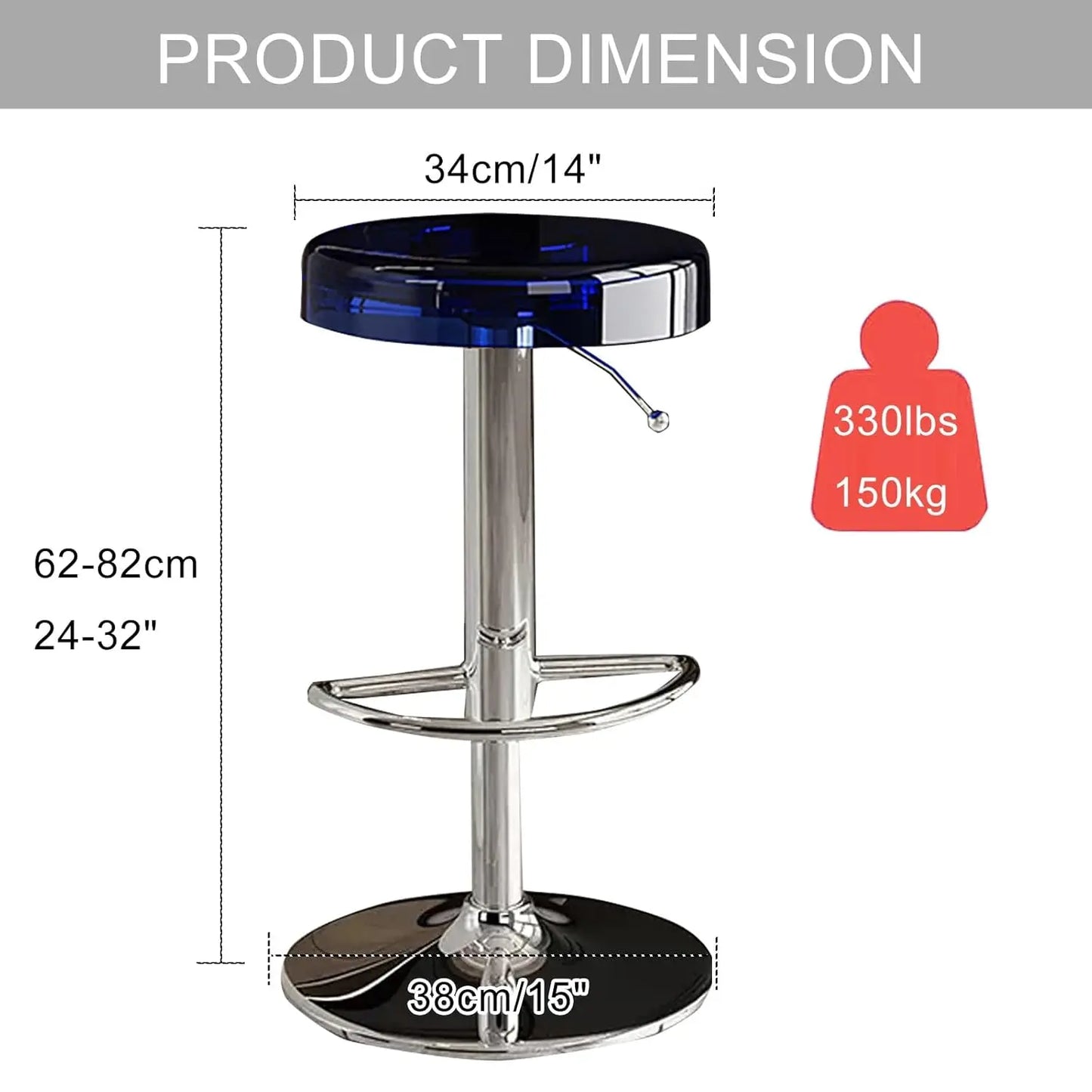 GUANGBAI Clear Acrylic Swivel Bar Stools Set Of 2