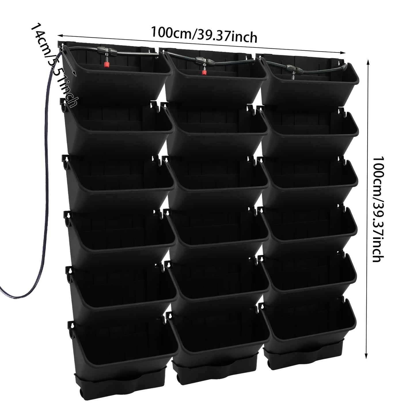 Bymaocar 18-Pot Vertical Wall Planter With Self-Watering Timer Kit