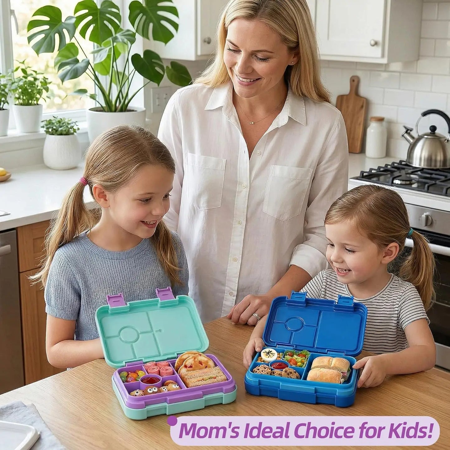 6-Compartment Bento Lunch Box for Kids, BPA Free, Dishwasher Safe, Ideal Portion Sizes, Ages 3+