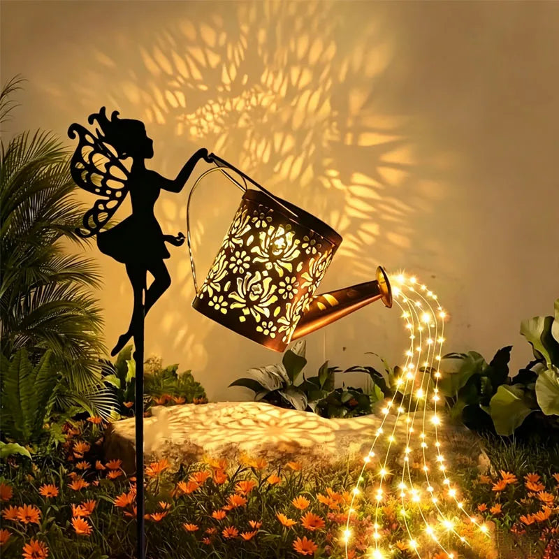 Solar Fairy Watering Can Lights Waterproof, Solar Lights Outdoor Decorative Garden Decor Metal Hanging Lights for Outside Patio Pathway Yard, Christmas Birthday Gardening Gifts