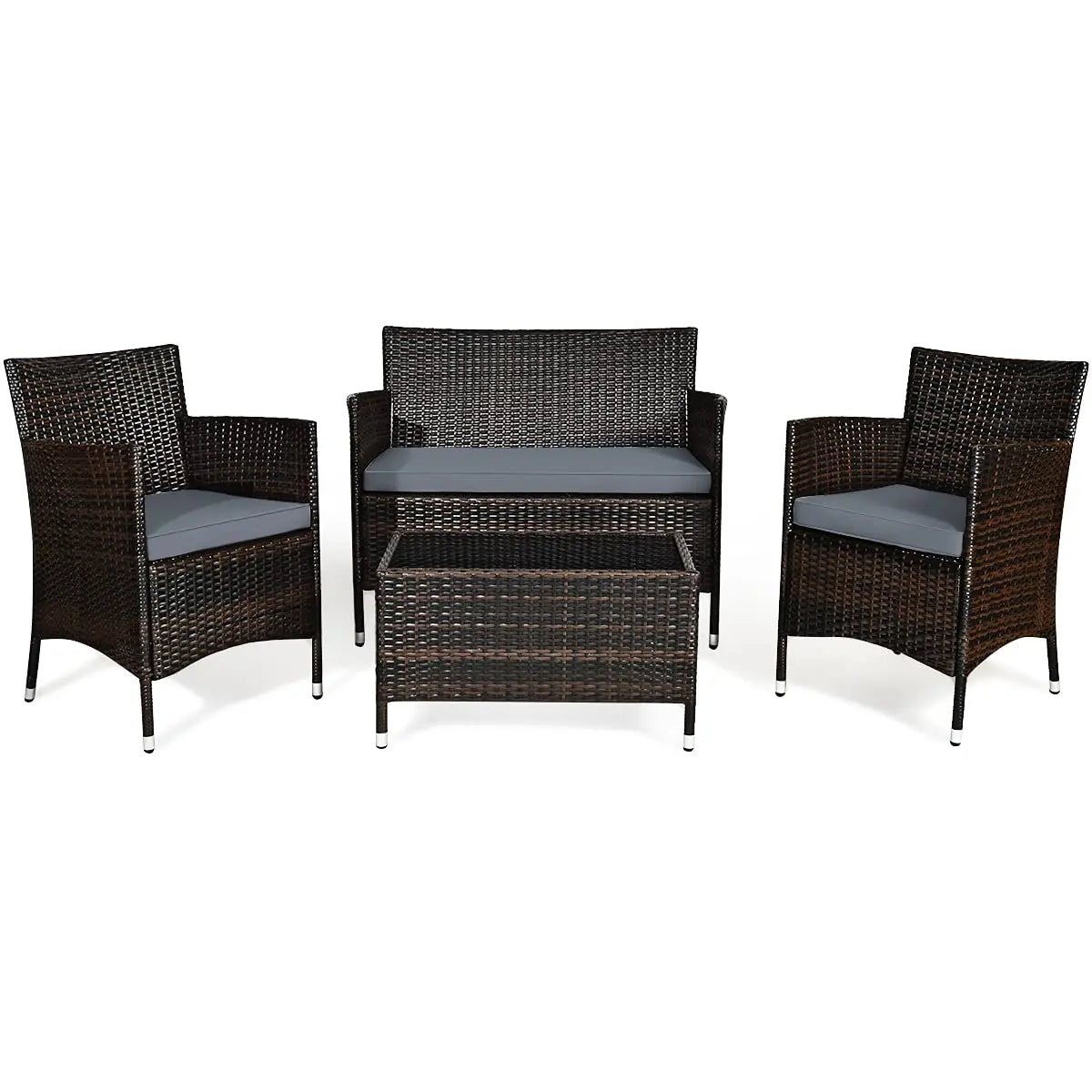 XIAOLANG 4 Piece Rattan Patio Set Outdoor Wicker Conversation Set