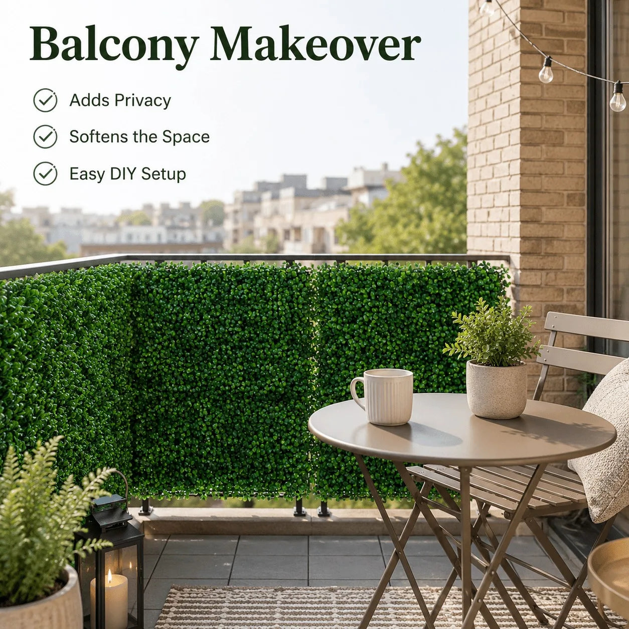 12/24 Pack 24x16 Inch Boxwood Hedge Panels, 32/64 Sq Ft, 1.6" UV Resistant Artificial Plant Wall, Privacy Screen for Garden & Backyard