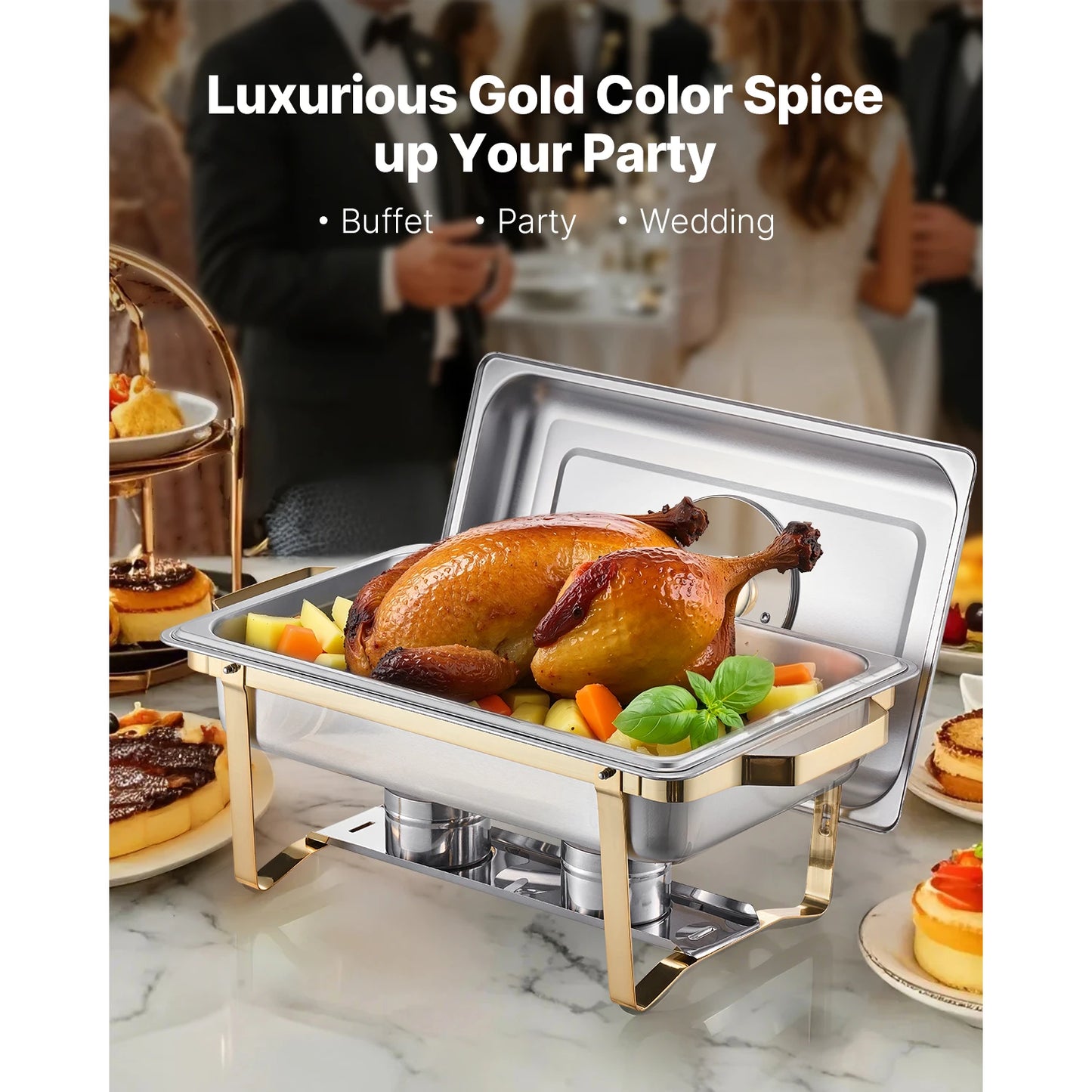 SucceBuy Stainless Steel Chafing Dish Chafer Buffet Set With Pans