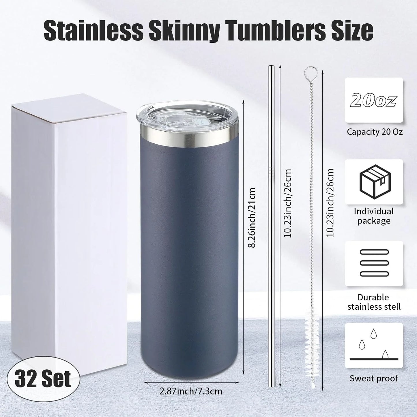 Slim Insulated Tumblers With Lids And Straws Stainless Steel