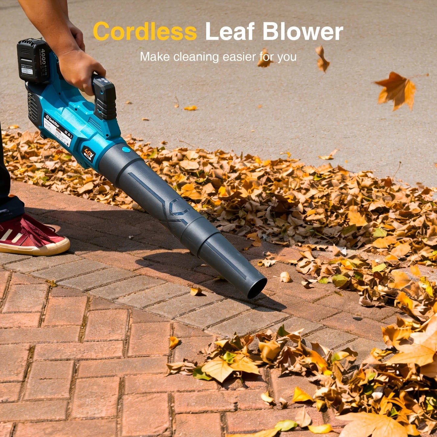 TaskStar 40V Powerful Air Blower Brushed Motor 2x4.0Ah Rechargeable Batteries Powered Leaf Blower Cordless Garden Cleaning Tools