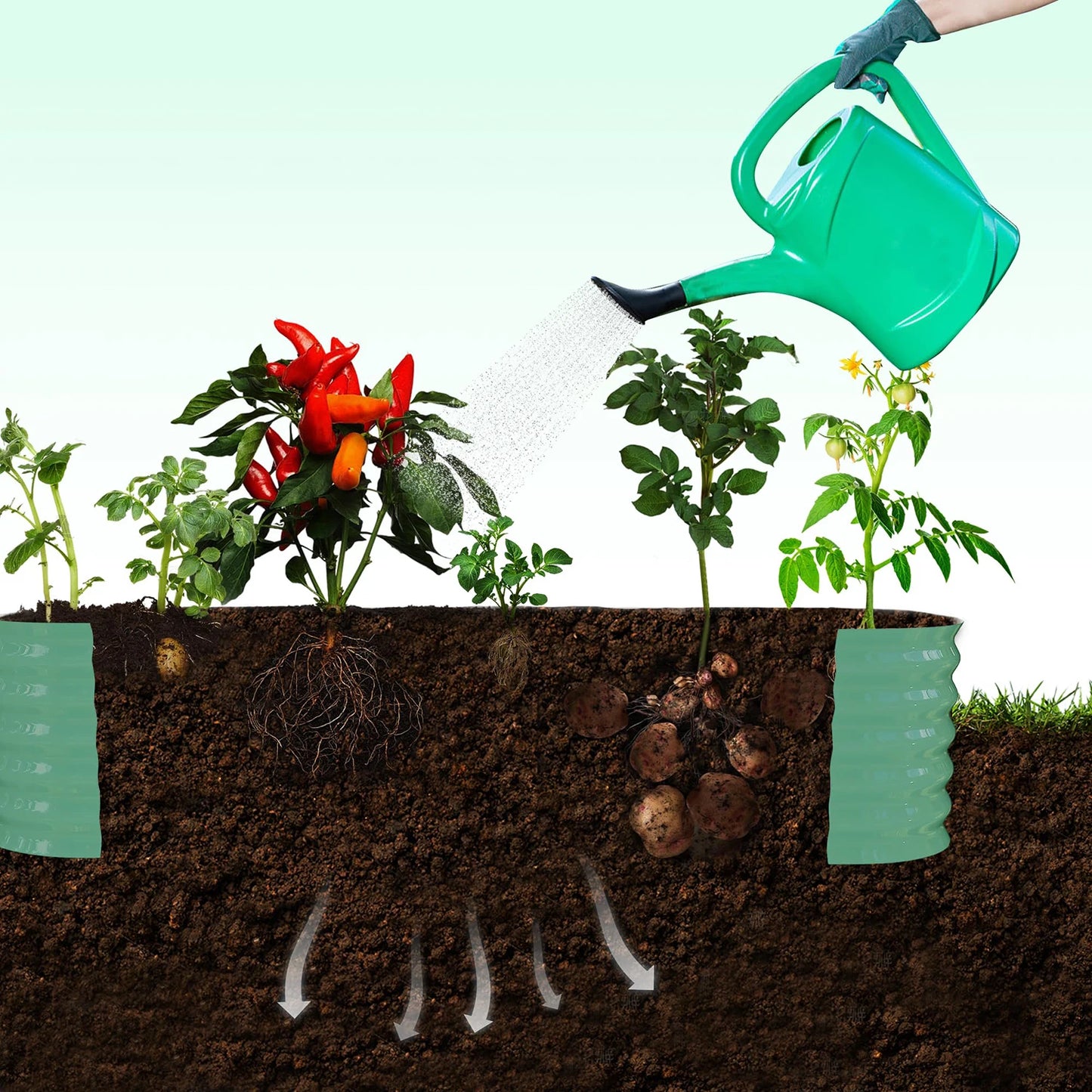 HiMISS Galvanized Raised Garden Bed With Arch Trellis Planter Box