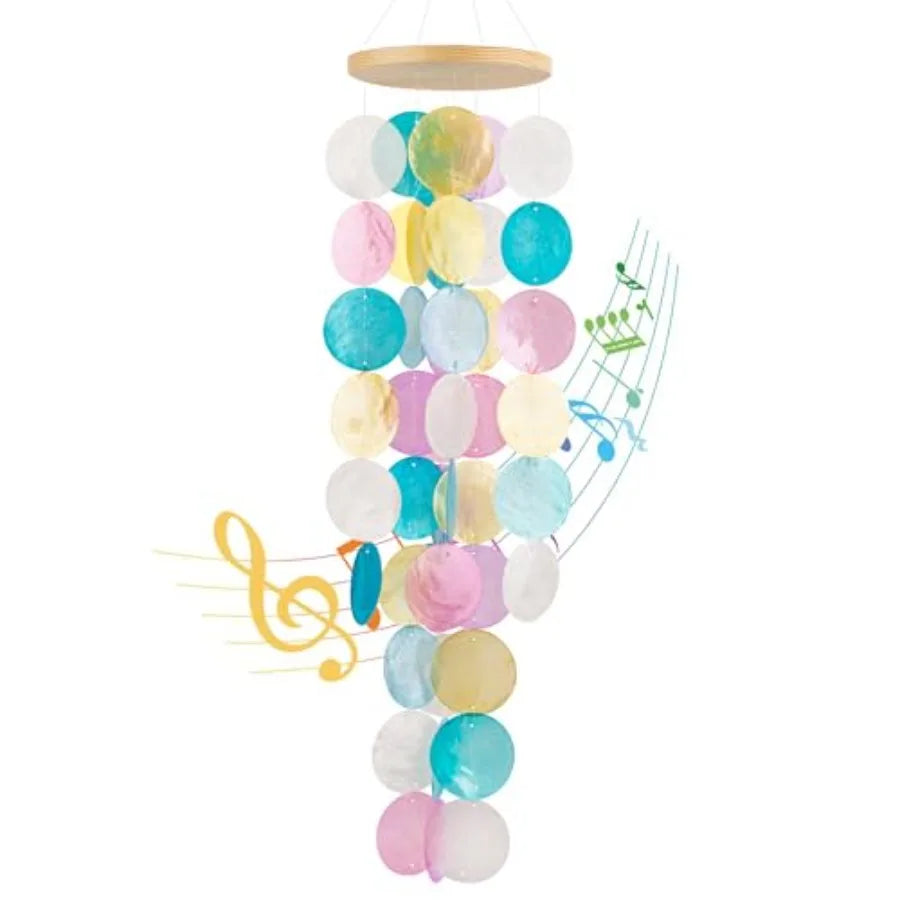 Handmade Capiz Shell Outdoor Wind Chime, Coastal Blue Elegant Garden Decor