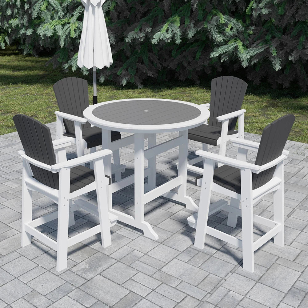 Modern 5 Piece Patio Bar Table Set With Four High Top Stools