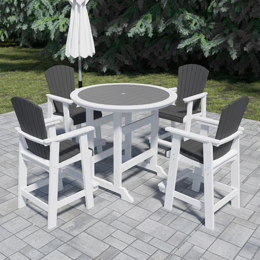 Modern 5 Piece Patio Bar Table Set With Four High Top Stools