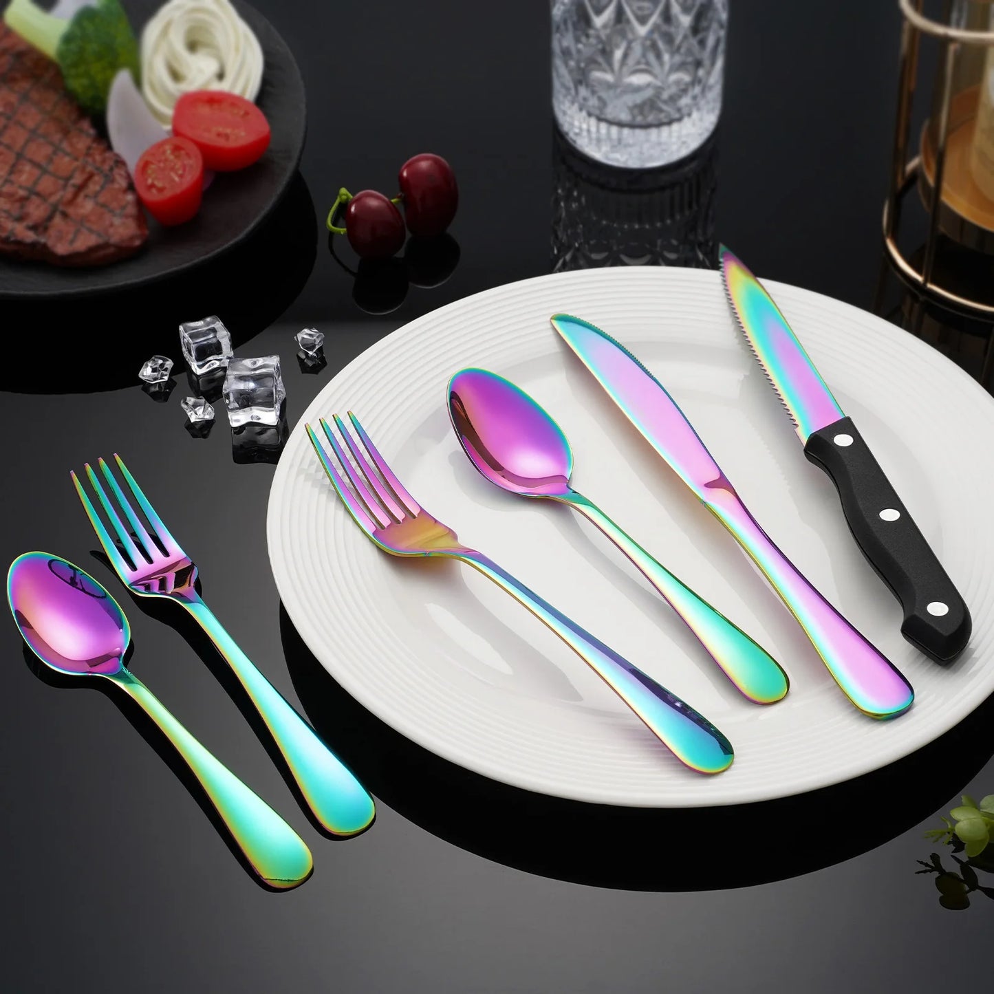 HanSmart 24-Piece Stainless Steel Flatware Set For 4 Dishwasher Safe