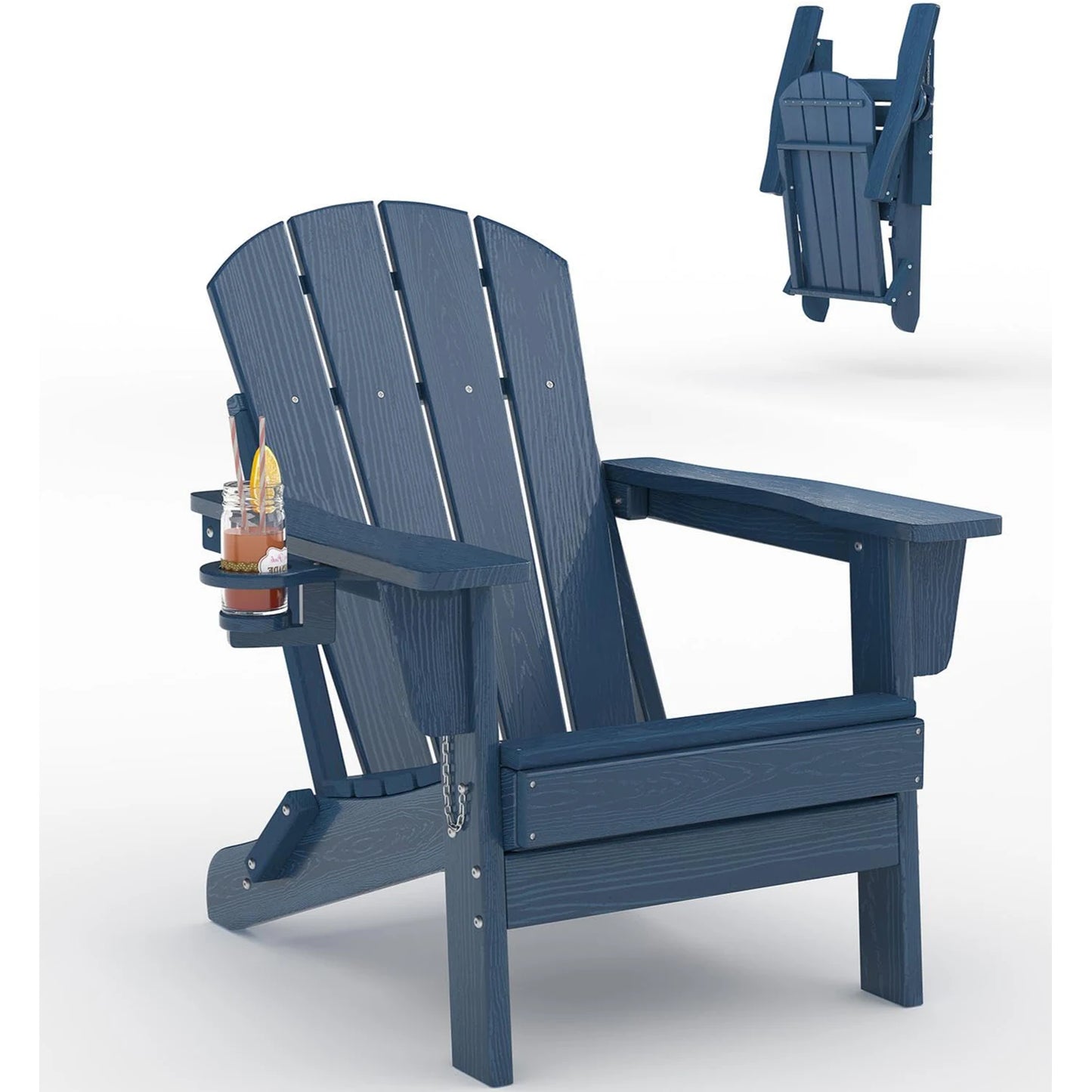 HiMISS Folding Adirondack Chair With Cup Holder HDPE