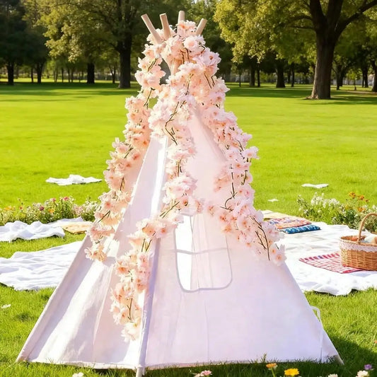 1/3/5pcs 5.9ft Artificial Spring Sakura Flower Garland, Silk Hanging Floral Vines For Wedding Party Background, Room Wall Decor, Japanese Cute Decor, Indoor Outdoor Birthday Gift, Outdoor Indoor Decor, Gift, Wedding, Wedding