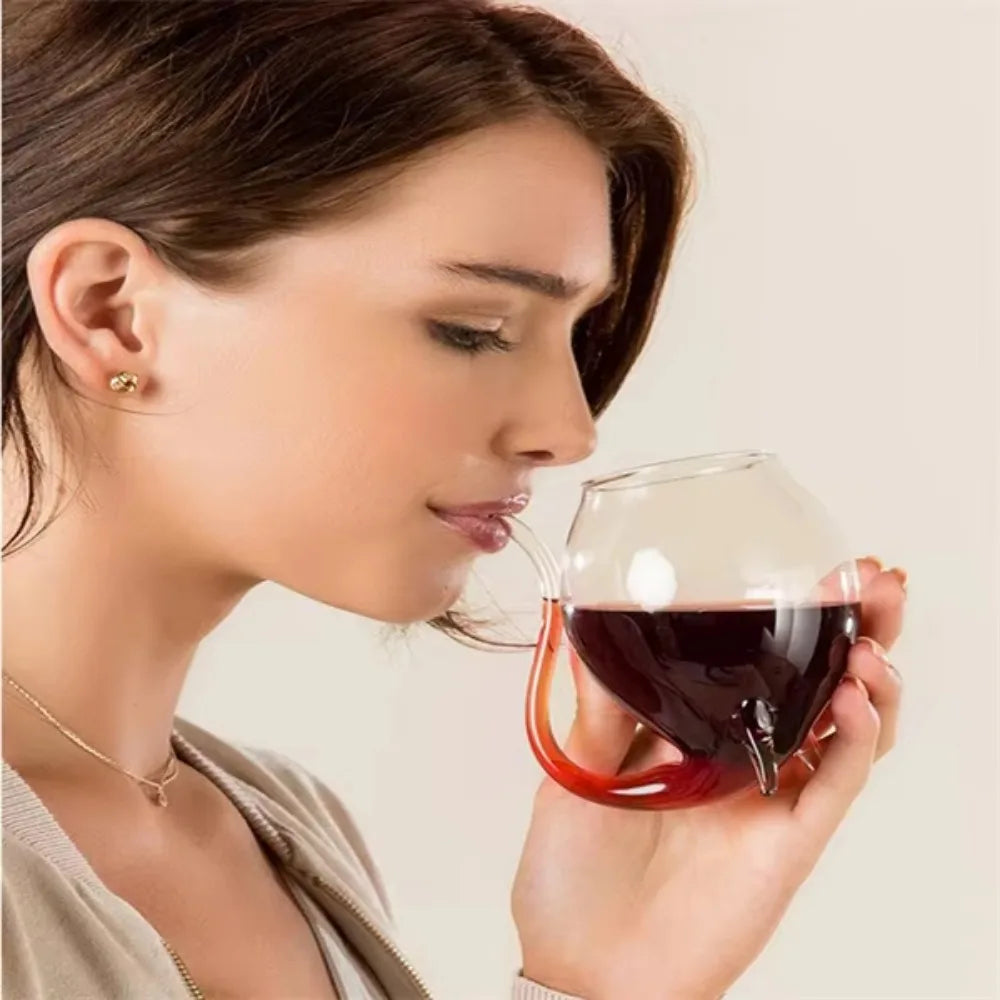Crystal Clear Wine Glass With Straw For Drinks Gift