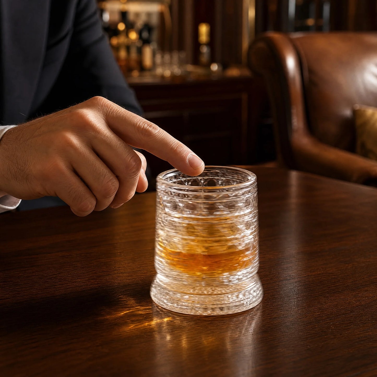 Rotating Whiskey Glass With LED Light Up Coaster Set