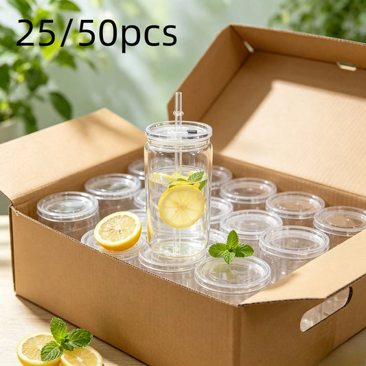 Clear Plastic Cups With Straw And Lid Reusable Portable