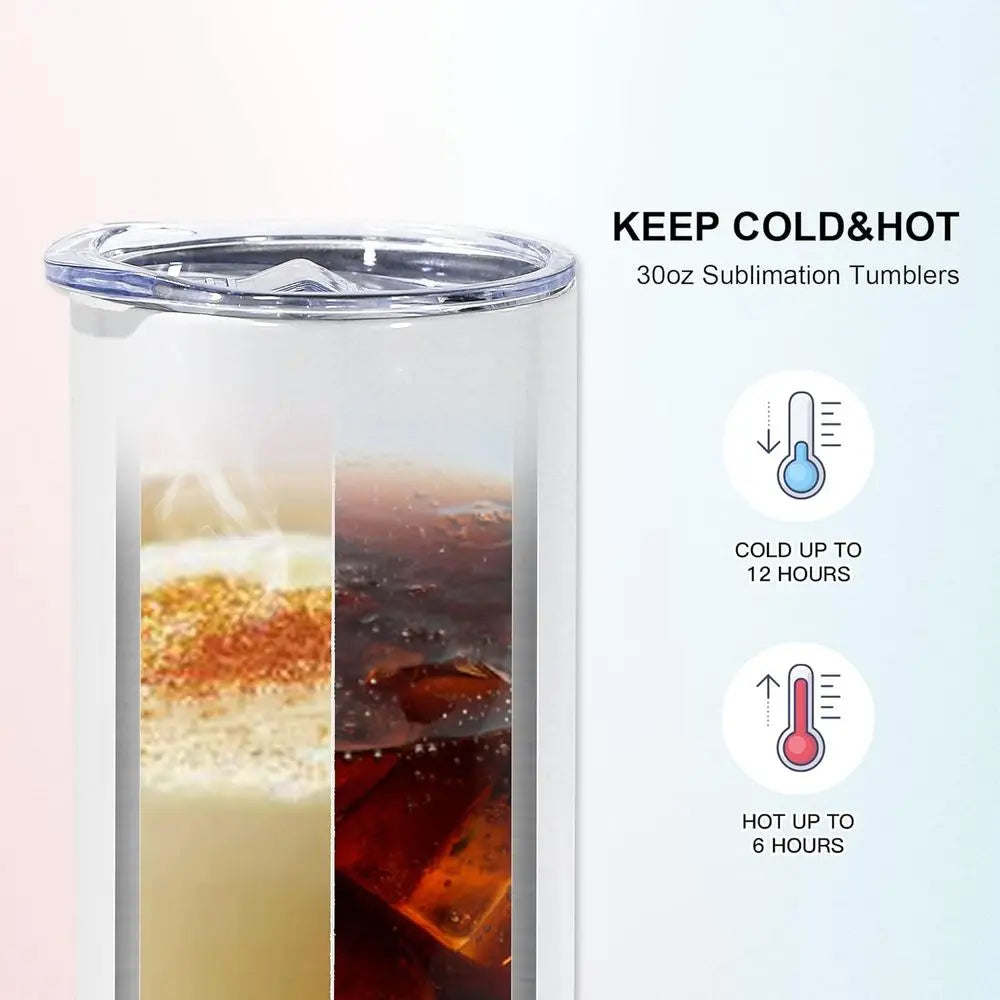 25 Pack Stainless Steel Sublimation Tumblers With Lids And Straws