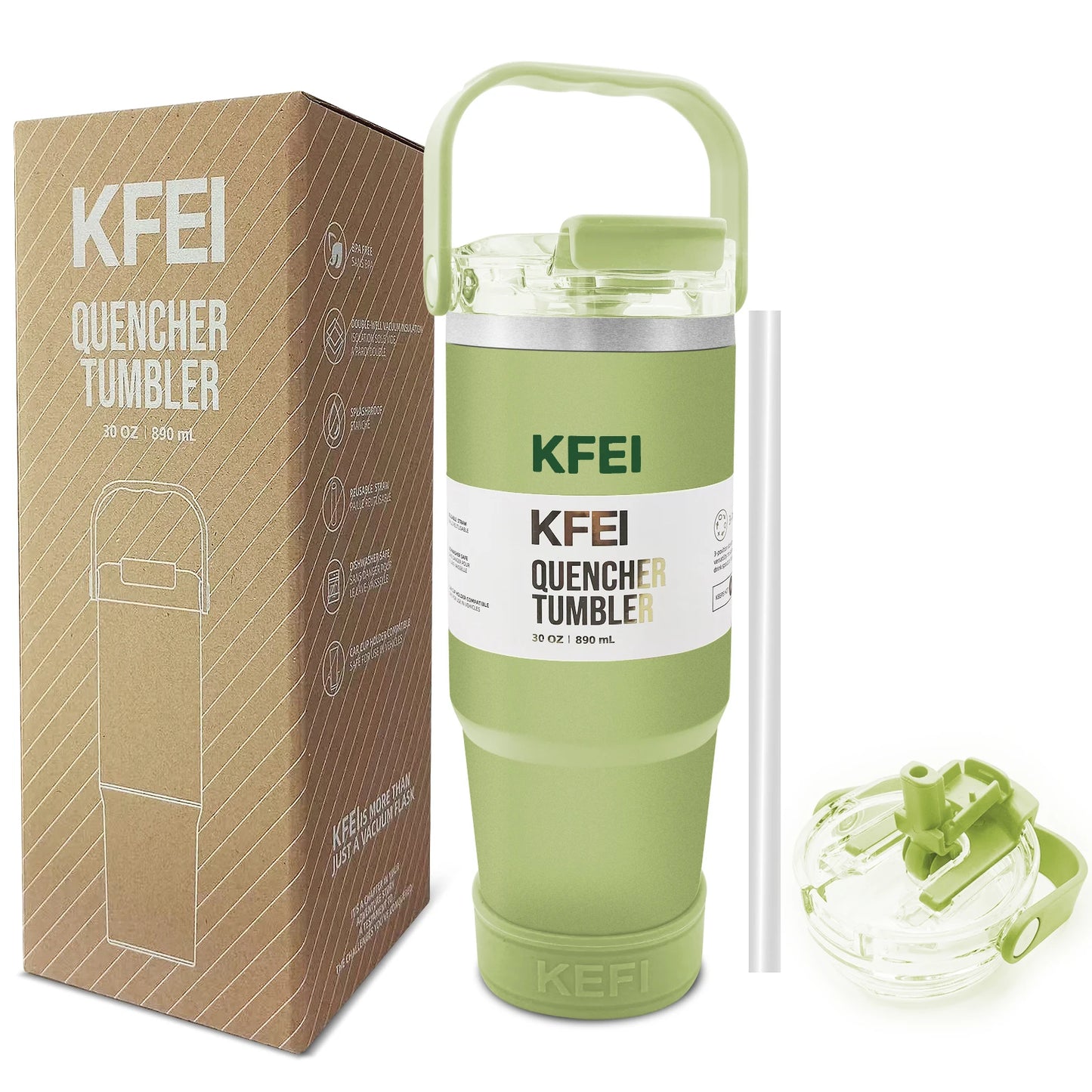 Insulated 30Oz Stainless Steel Tumbler With Lid And Straw