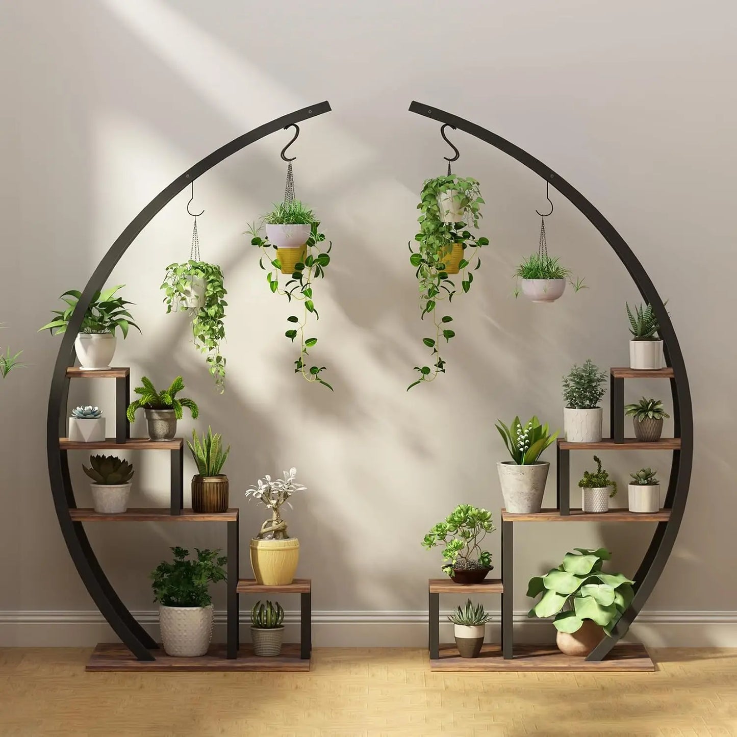 TWISTER.CK 2-Pack 5-Tier Indoor Half Moon Metal Plant Stand