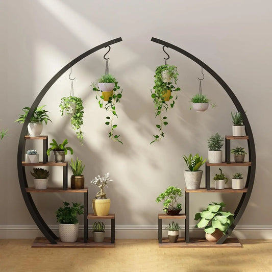 TWISTER.CK 2-Pack 5-Tier Indoor Half Moon Metal Plant Stand