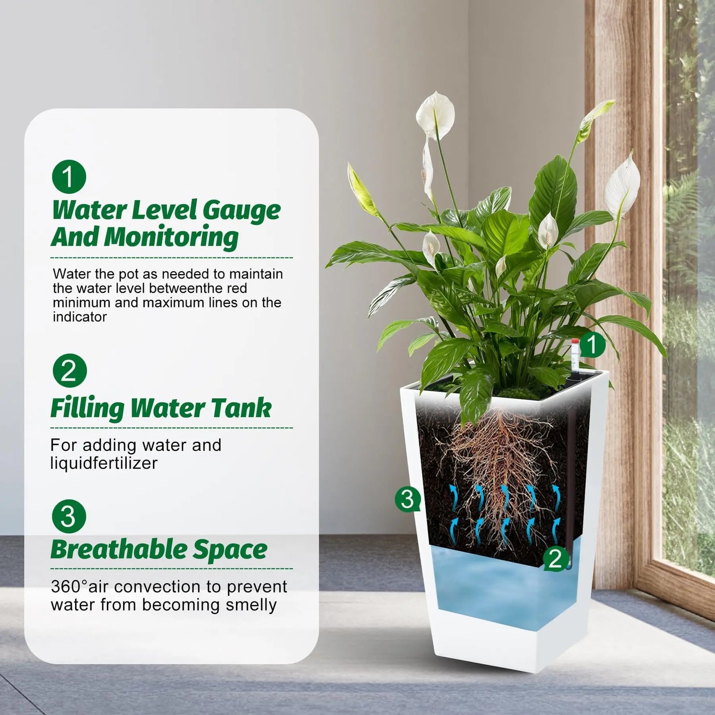 HiMISS Self Watering Planters Pair for Indoor Outdoor Front Porch