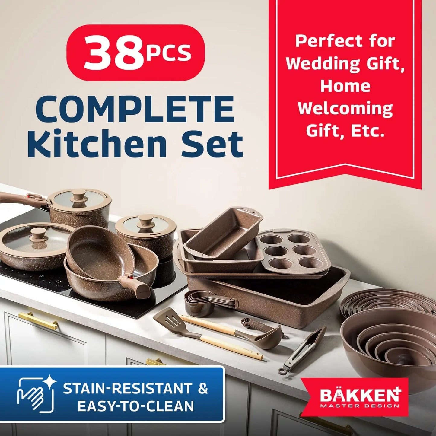 Granite Nonstick Induction Cookware Set 23Piece PFOS And PFOA Free