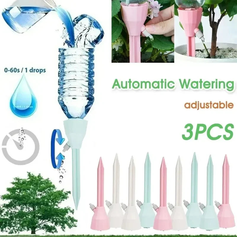3Pcs Adjustable Drip Irrigation System Automatic Self Watering Spikes for Plants Indoor Outdoor Potted Plants Irrigation System Gardening Tools and Equipment