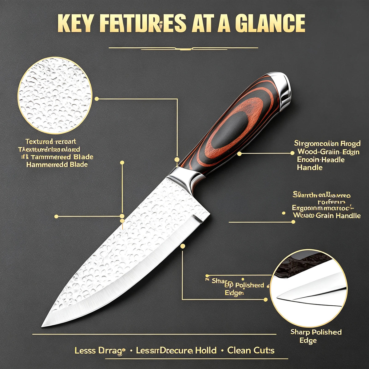 6/15Pcs Hammer Forged Kitchen Knife Set Pakka Wooden Handle Sharp Chef Knives Collection with Storage Block Scissors for Home Kitchen Cooking