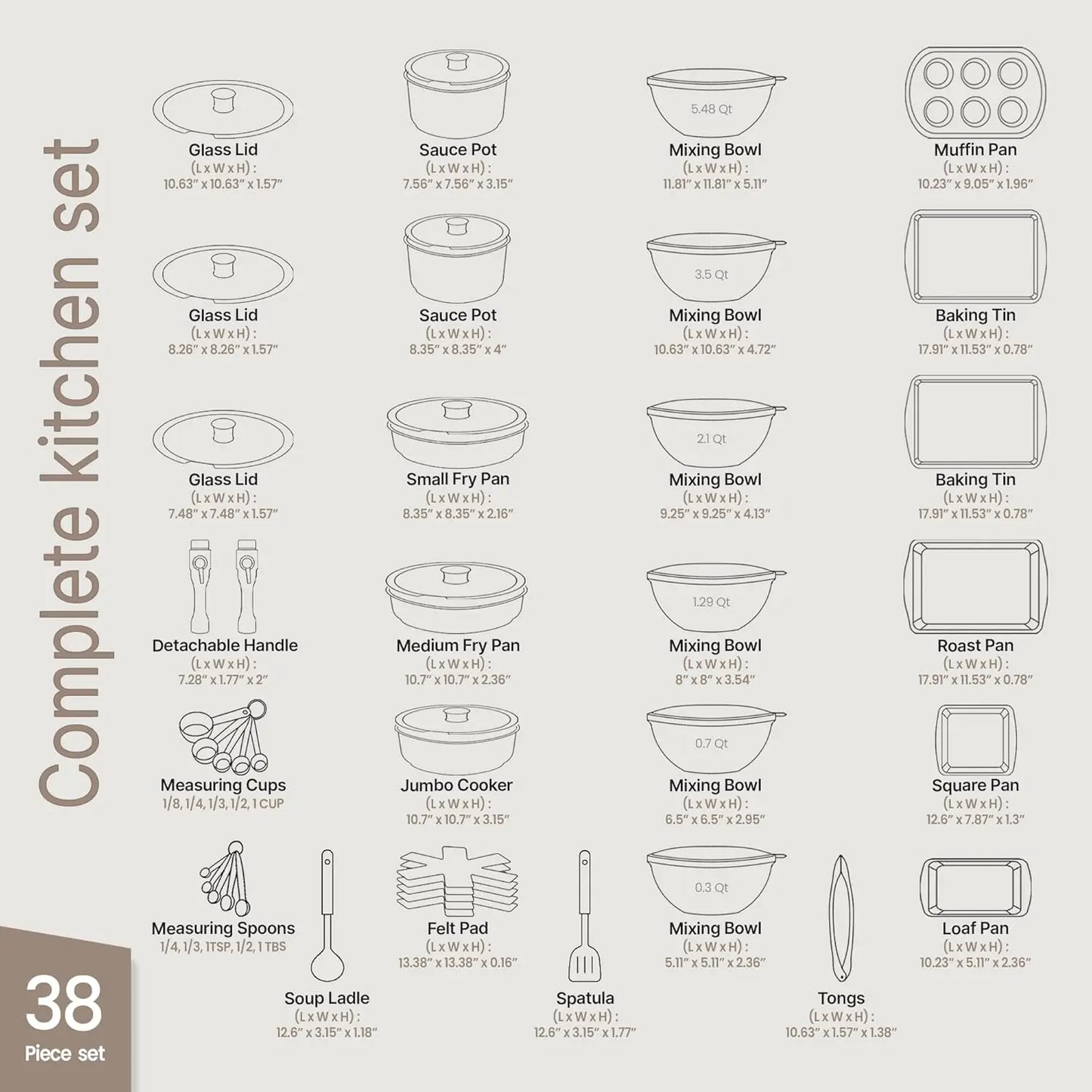 Granite Nonstick Induction Cookware Set 23Piece PFOS And PFOA Free