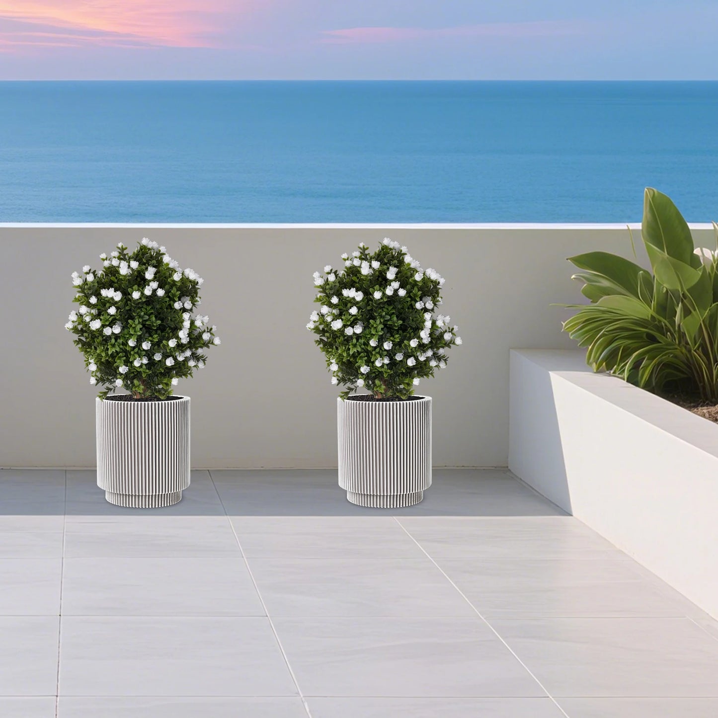 Outdoor Landscape Greenery, Artificial Ginkgo Biloba Tree, Wood Plastic 69cm 2pcs White Bloom Ground Spike Artificial Ginkgo Biloba Tree, Artificial Ginkgo Biloba Tree Courtyard Balcony Home Layout Accessory