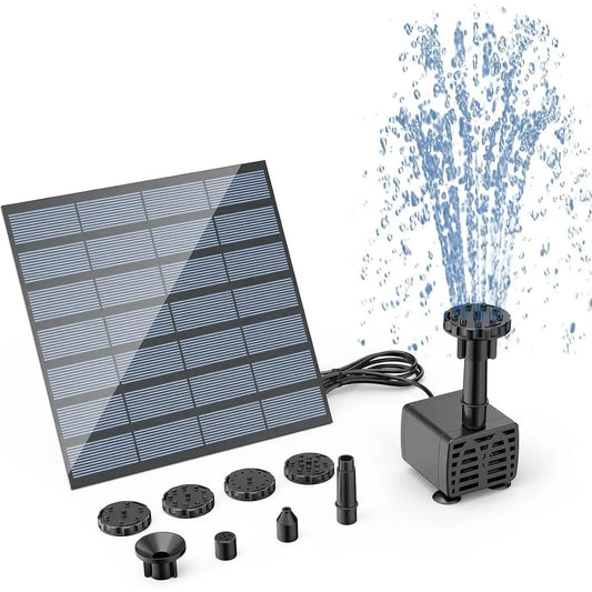 DIY Water Pump Kit or Outdoor Water Feature, Powered Fountain Pump with 6 Nozzles for Bird Bath, Ponds, Garden, Fish Tank