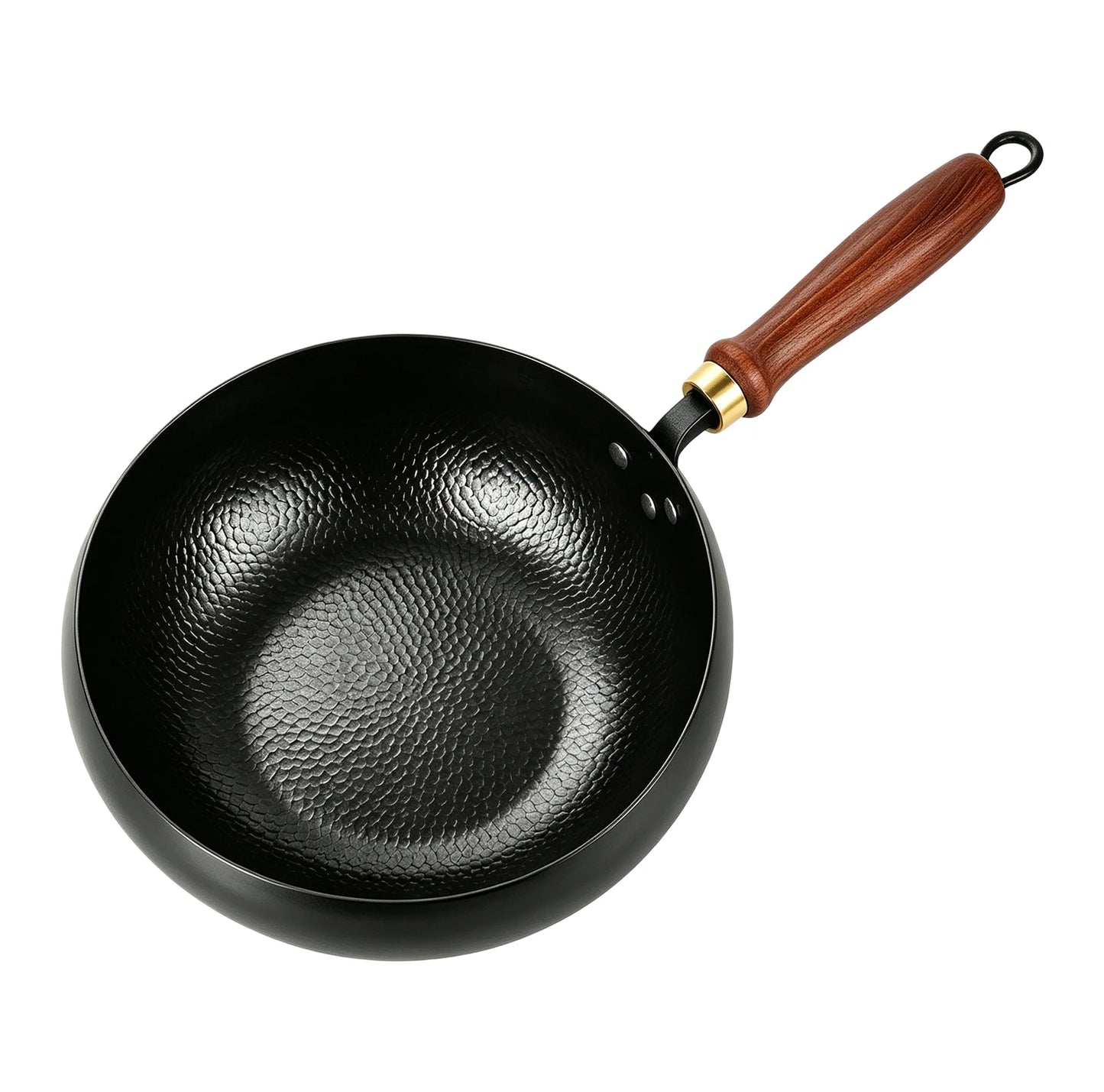 Hammered Wok With Deep Round Bottom For Gas And Induction