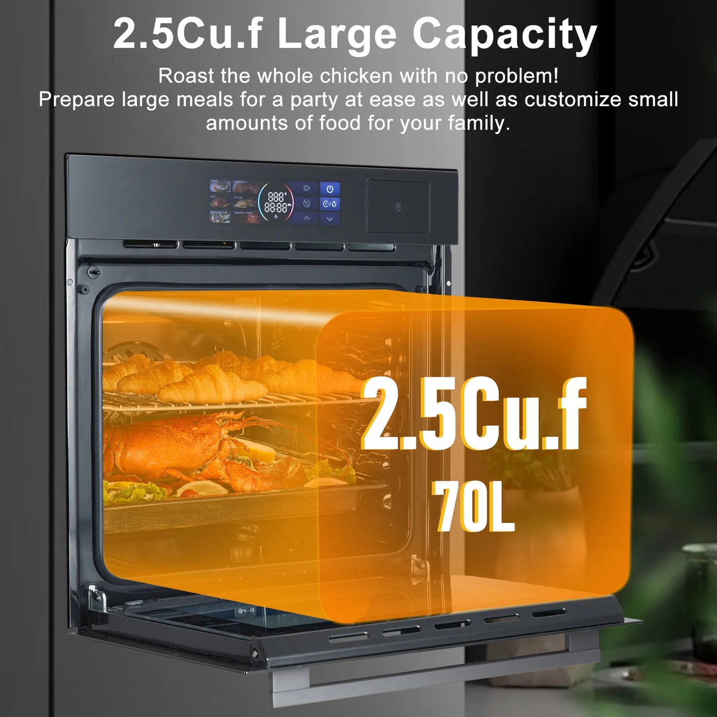 Acekool Built-In Single Wall Electric Oven With LED Screen