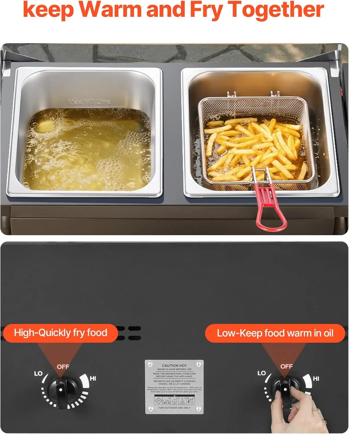 Outdoor Propane Deep Fryer With Double Burners For Commercial Use