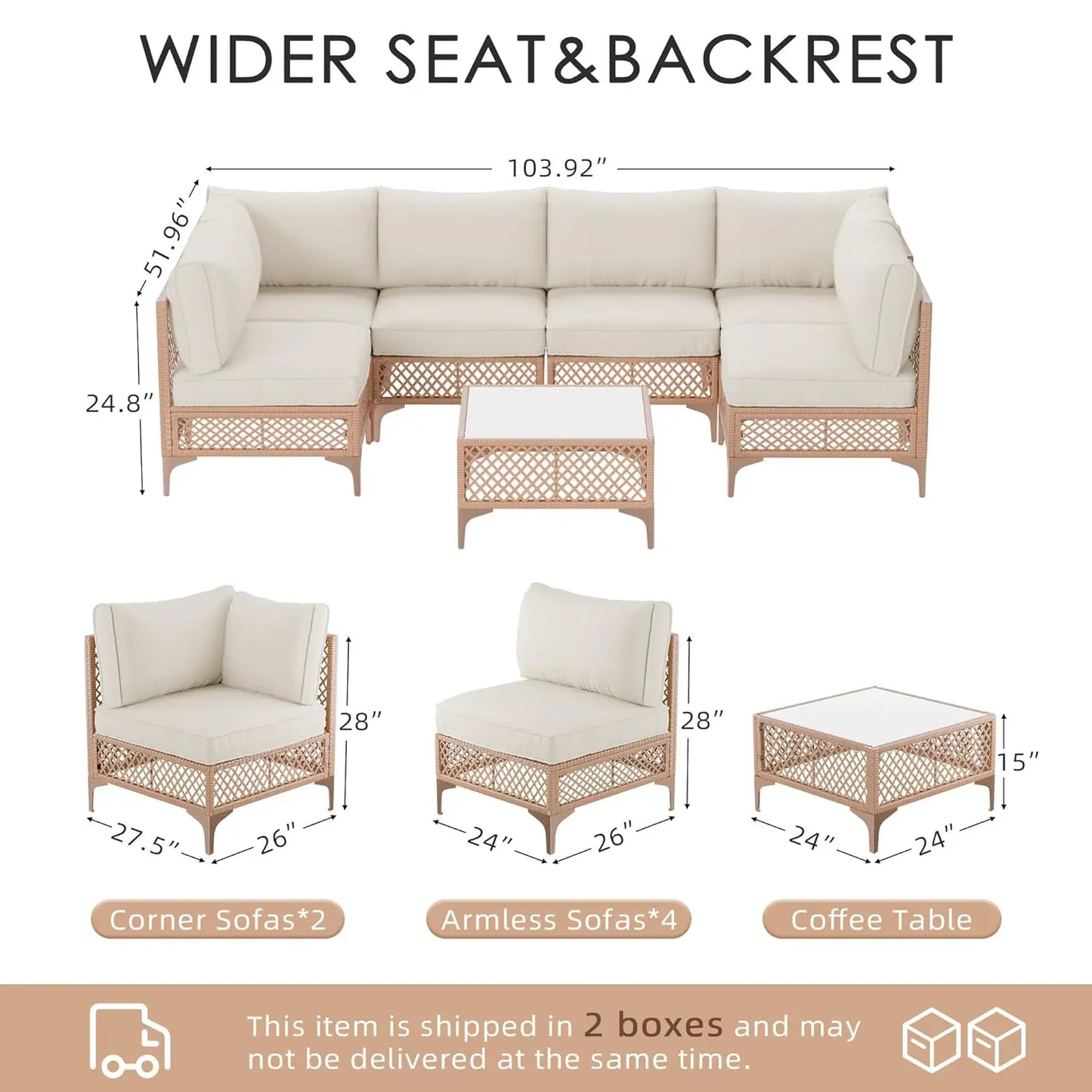 XIAOLANG Outdoor Patio Conversation Set Cushioned Wicker Sofa