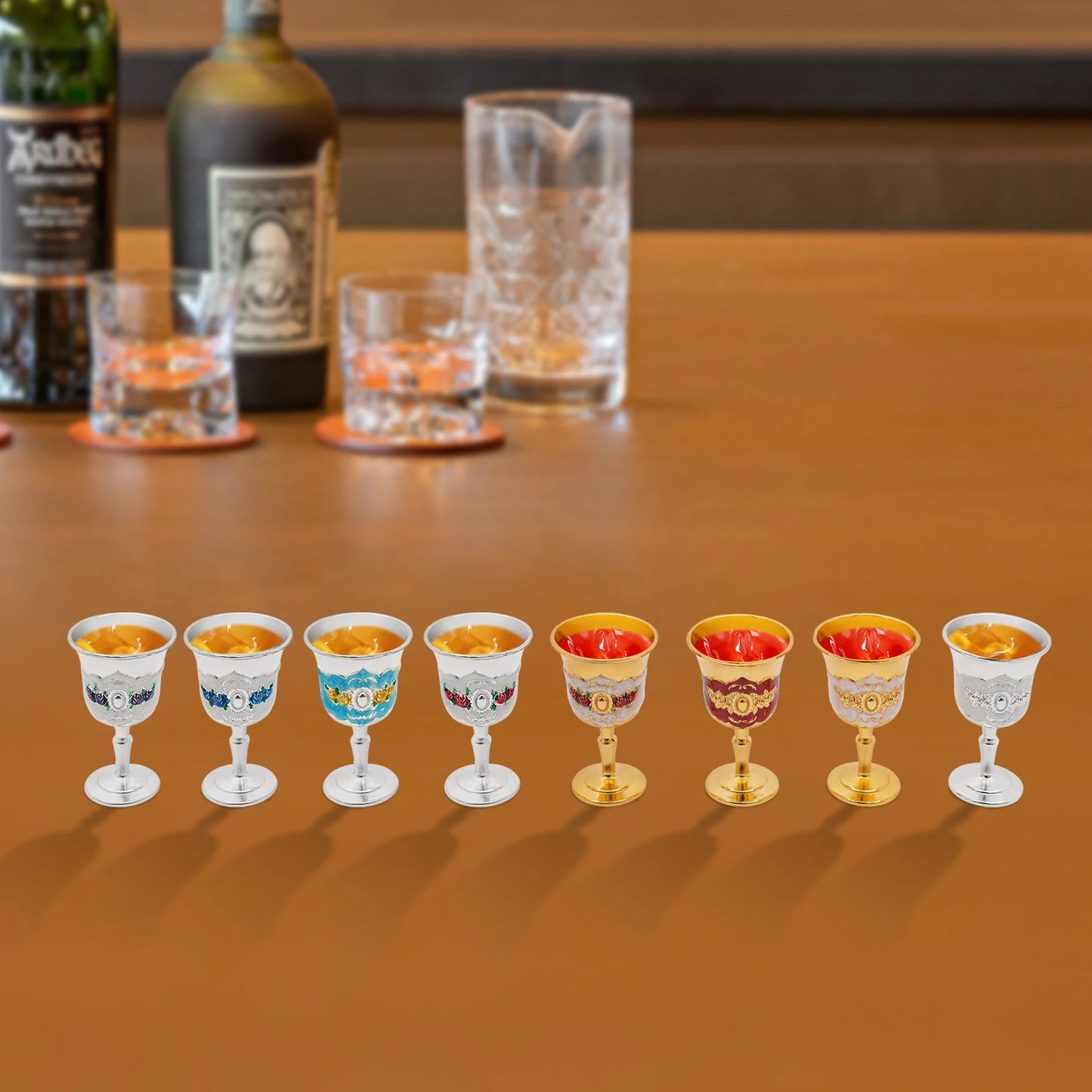 8-Piece Wine Goblet Set With Electroplated Gold And Silver Finish