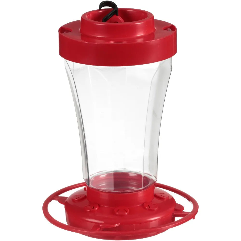 Hummingbird Feeder 32 oz Red Glass Bottle with Ant Moats and 10 Feeding Ports Garden Outdoor Decor for Attracting Hummingbirds