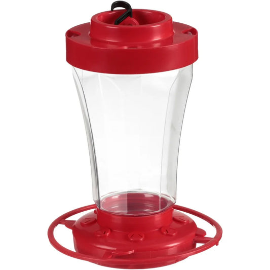 Hummingbird Feeder 32 oz Red Glass Bottle with Ant Moats and 10 Feeding Ports Garden Outdoor Decor for Attracting Hummingbirds