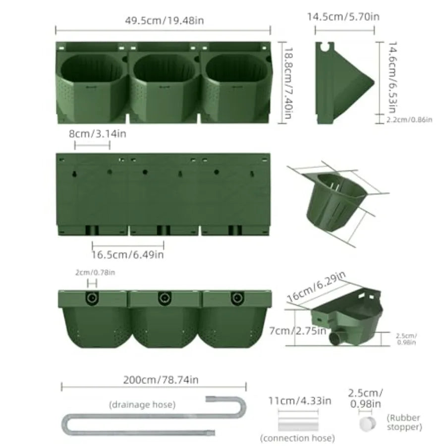 Vertical Garden Planter For Indoor Plants: Self-Watering Wall-Mounted System With 36 Pots, Plastic Material, Black Color, Integ