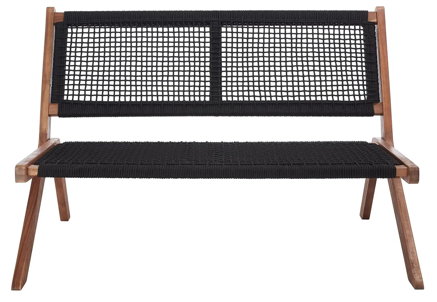 Natural Wood And Rope Foldable Bench Outdoor Patio