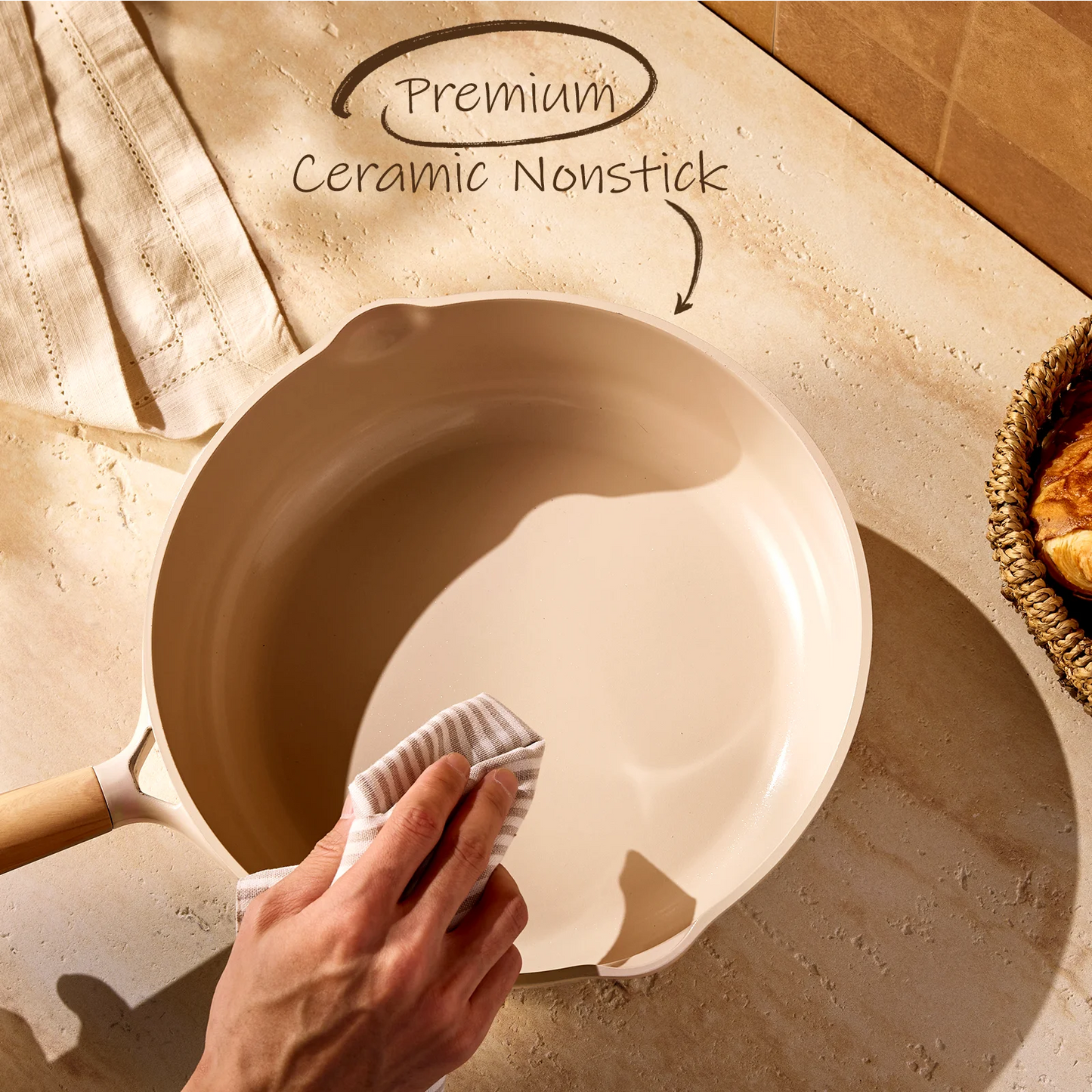 Ceramic Nonstick Frying Pan Skillet With Lid Induction Compatible