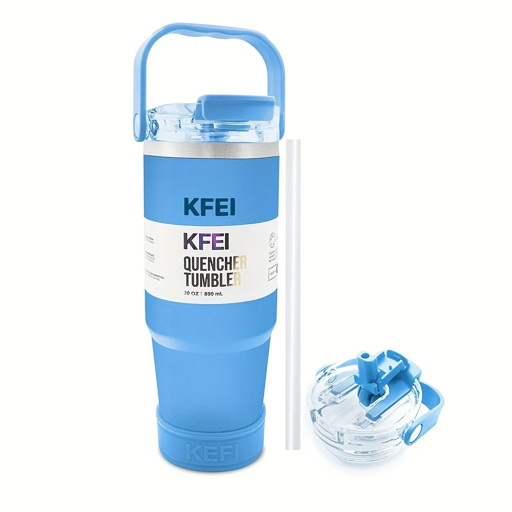 Insulated 30Oz Stainless Steel Tumbler With Lid And Straw