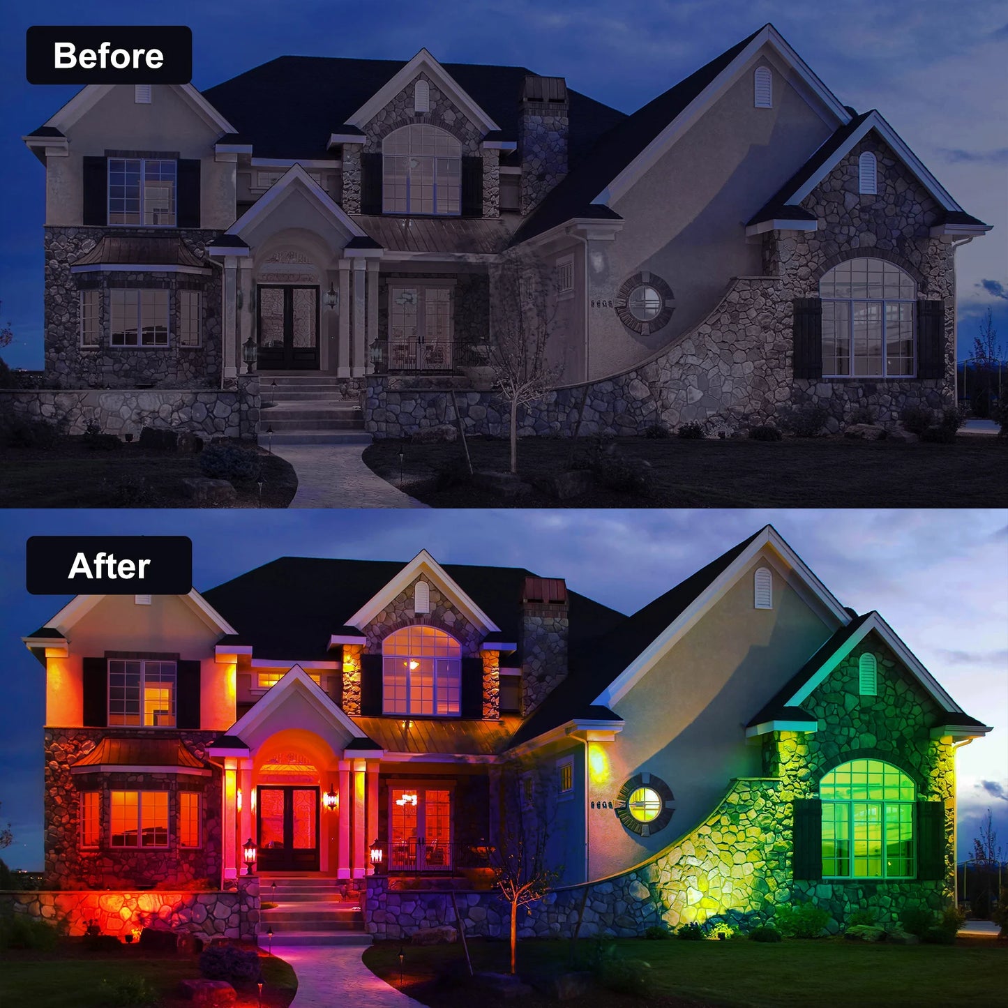 2PCS Solar Power Light Adjustable Light Temperature Solar Garden Light outdoor IP65 Solar Lamp Super Bright Solar Spotlight